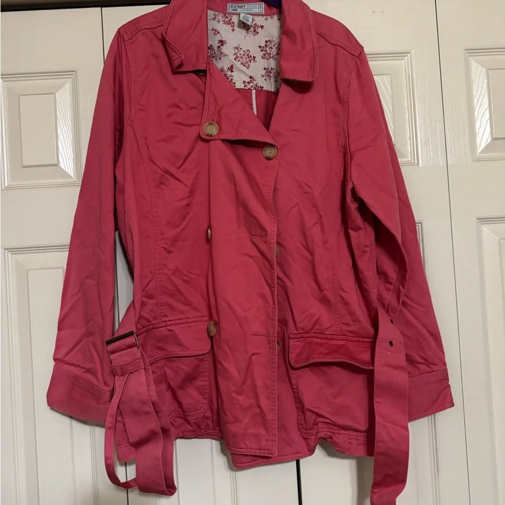 Old Navy Women's Coral Trench Coat peacoat cotton - Picture 3 of 6
